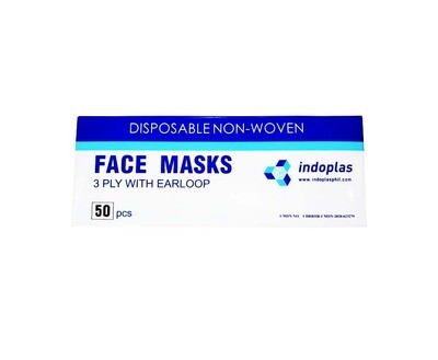IndoPlas Disposable Non-Woven Face Mask 3 Ply w/ Earloop 50 Pieces