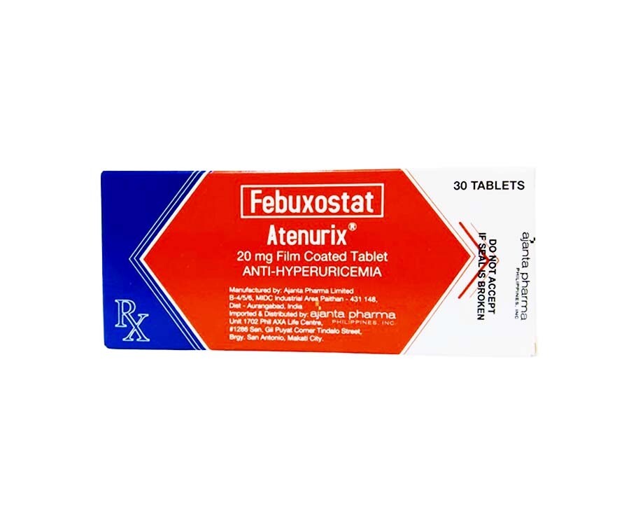 Febuxostat Atenurix 20mg 30 Film Coated Tablets