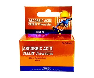 Ceelin Chewables Ascorbic Acid Ages 2-12 (30 Tablets x 100mg)