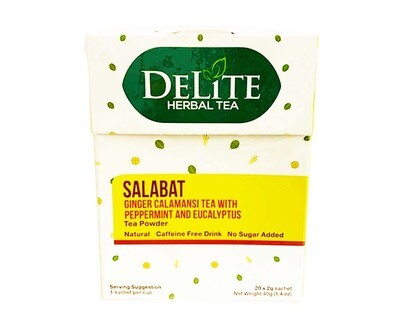 Delite Herbal Tea Salabat Ginger Calamansi Tea with Peppermint and Eucalyptus Tea Powder (20 Sachets x 2g) 40g
