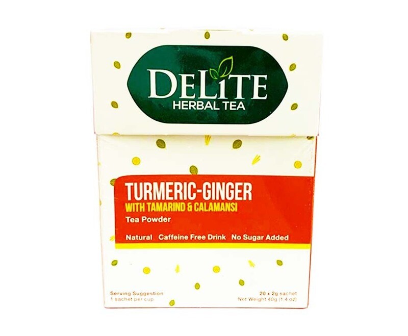 Delite Herbal Tea Turmeric-Ginger with Tamarind &amp; Calamansi Tea Powder (20 Sachets x 2g) 40g