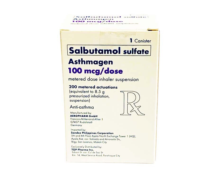 Asthmagen Salbutamol Sulfate Anti-asthma 100mcg/ dose 1 Canister