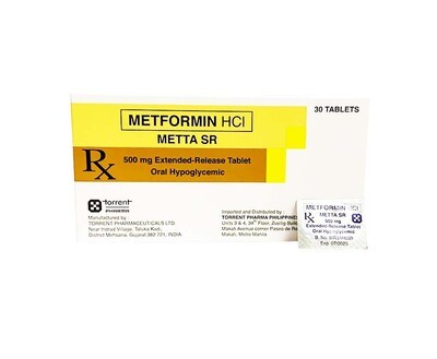 Metformin HCI Metta SR 500mg Extended-Release Tablet Oral Hypoglycemic 30 Tablets