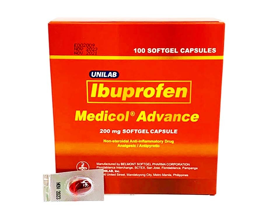 Unilab Ibuprofen Medicol Advance 200mg Softgel Capsule 100 Capsules