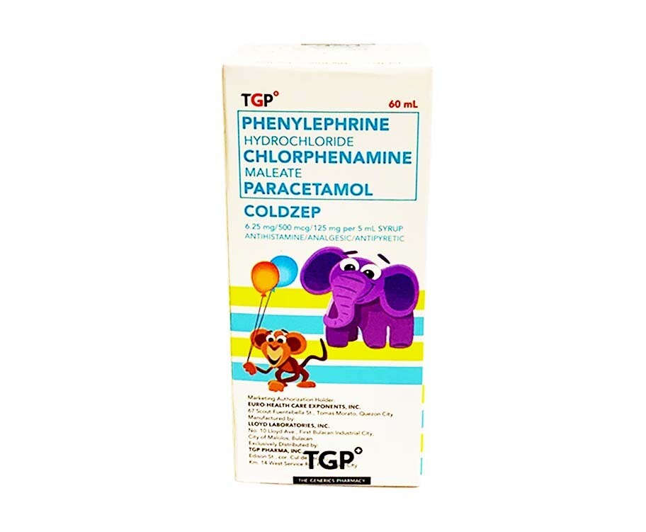 TGP Phenylephrine Hydrochloride Chlorphenamine Maleate Paracetamol Coldzep Strawberry Flavor 60mL