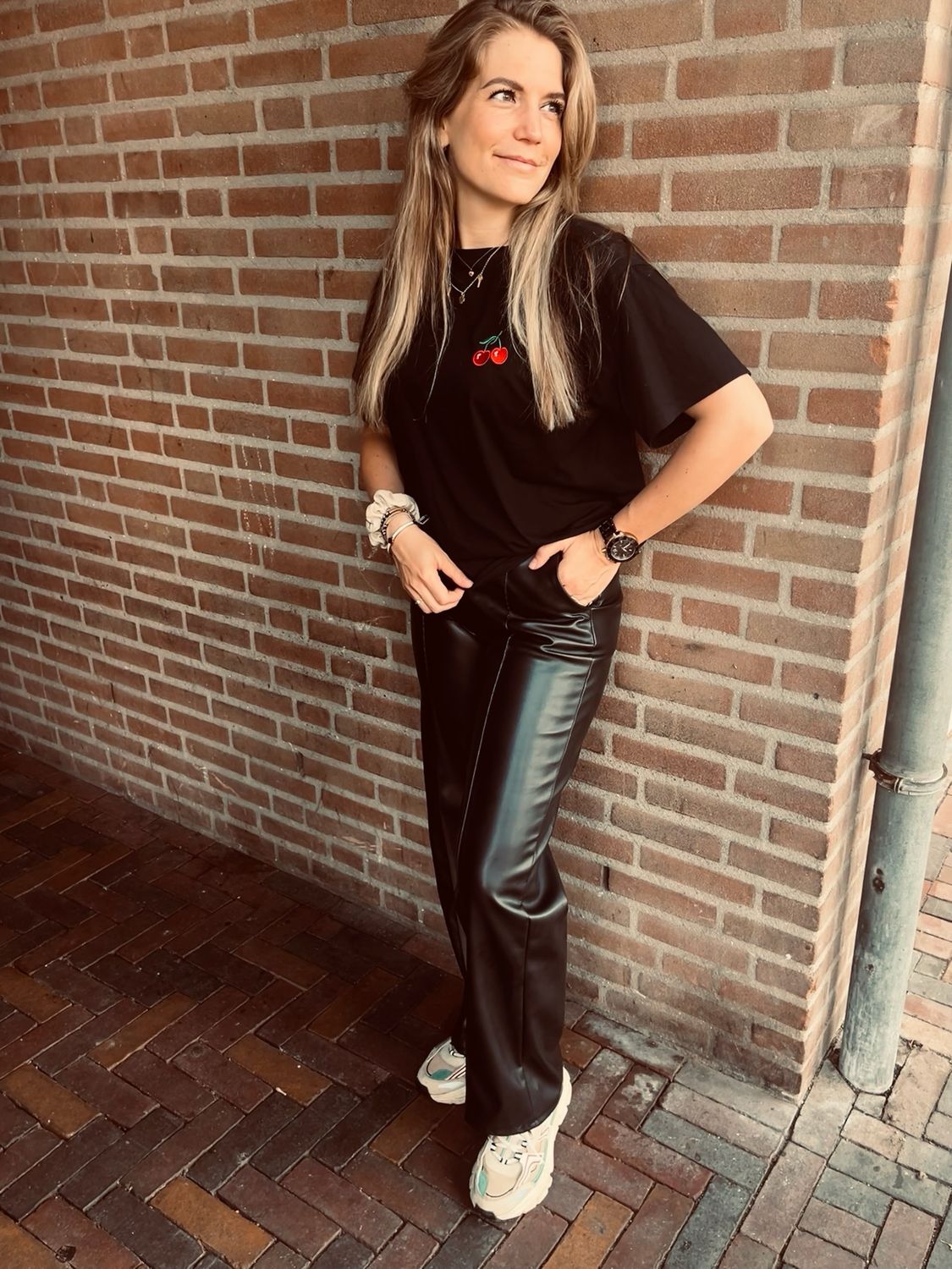 PANTALON LEATHERLOOK | ZWART