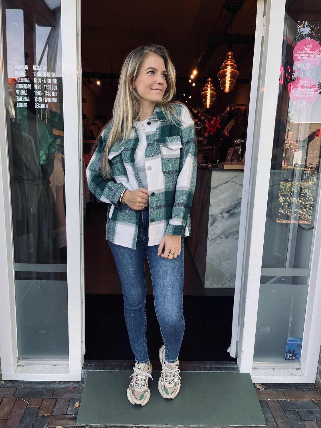 BLOUSE GEBLOKT | GROEN