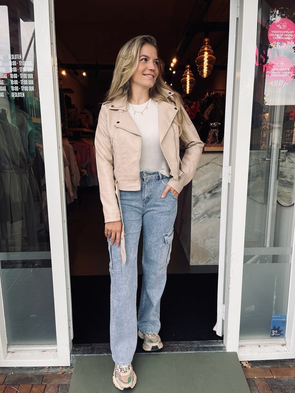 LEATHERLOOK JACK | BEIGE