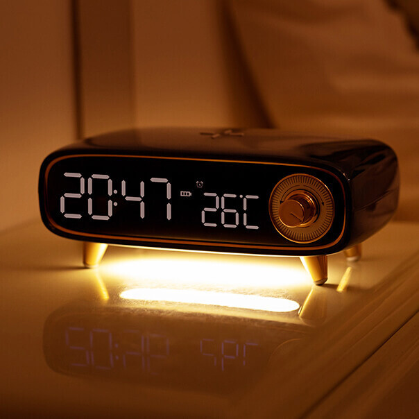 Reloj despertador retro con carga inalámbrica