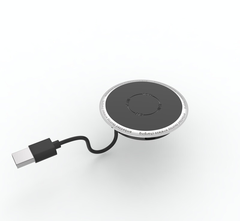 Aluminum Alloy Furniture Built-in 15w Fast Wireless Charger 60mm Hole Size