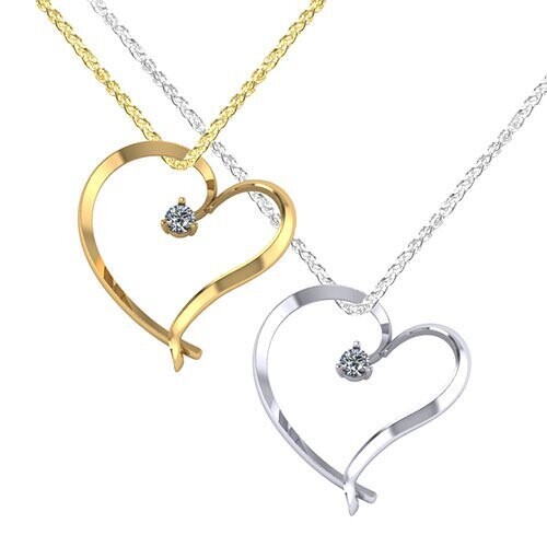 Personalized Floating Diamond Heart Necklace