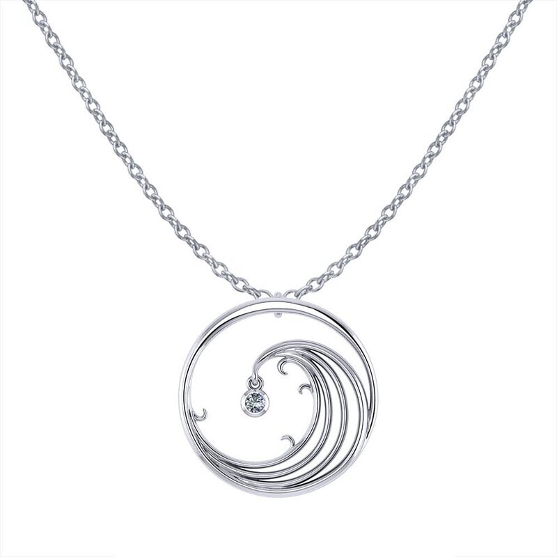 Personalized Diamond Spinning Wave Necklace
