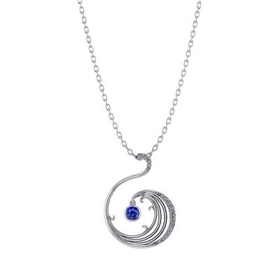 Personalized Sapphire Wave Diamond Necklace Personalized Sapphire Wave Diamond Necklace
