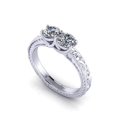 Personalized Floral Two Stone Diamond Ring Personalized Floral Two Stone Diamond Ring