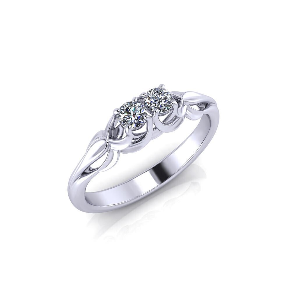 Personalized Floral 2 Stone Diamond Ring
