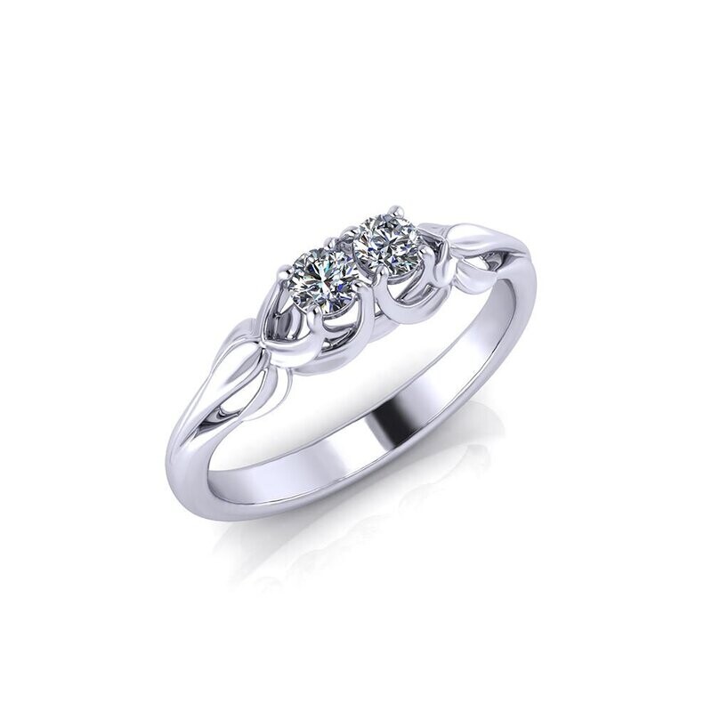 Personalized Floral 2 Stone Diamond Ring