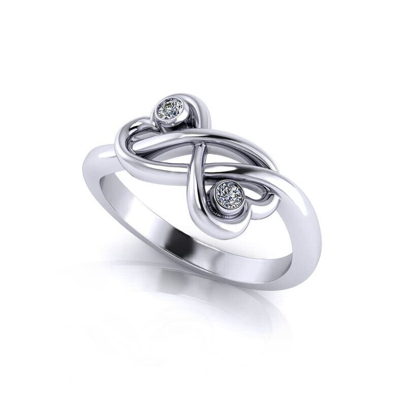 Personalized Twin Heart Promise Ring