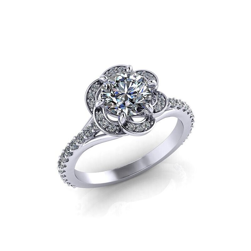 Personalized Spiraling Halo Engagement Ring