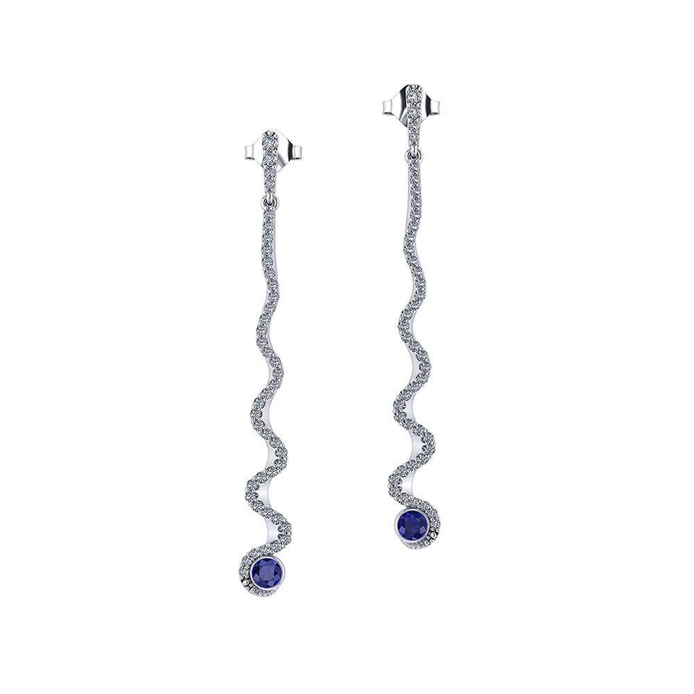 Personalized Long Sapphire Earrings