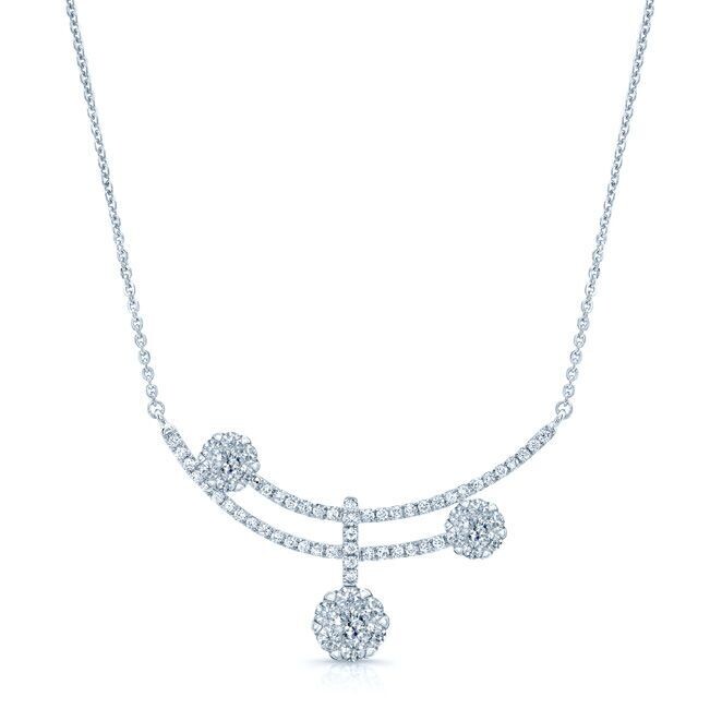 Personalized Diamond CLUSTER CURVED DOUBLE BAR Necklace