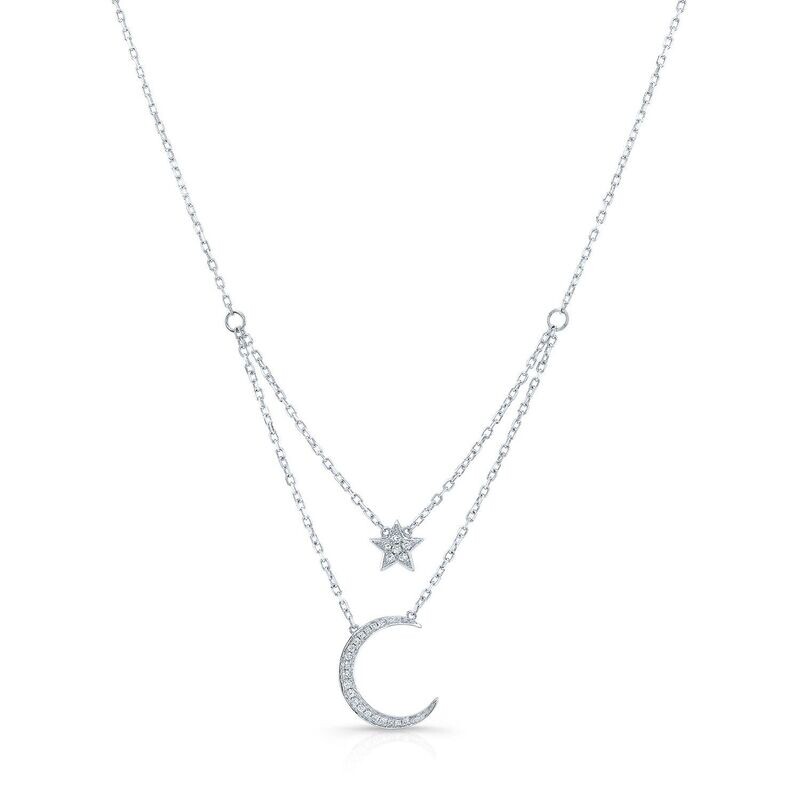 Personalized Diamond STAR & MOON LAYERED Necklace