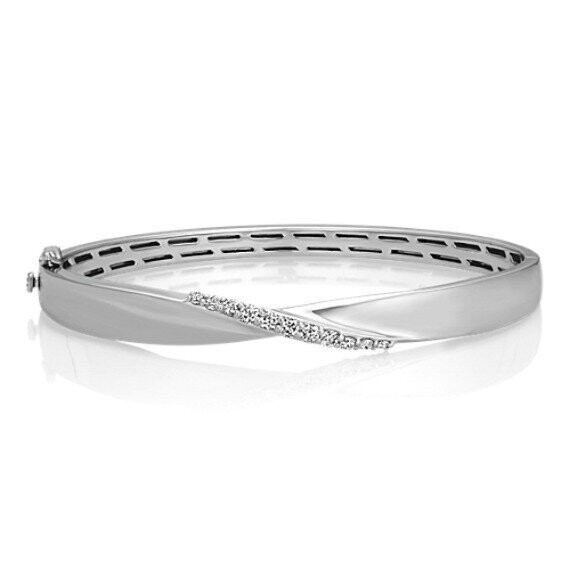 Personalized Round Diamond Swirl Bangle Bracelet