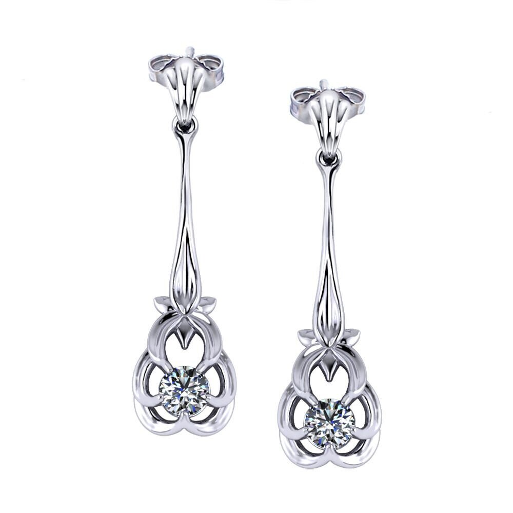 Personalized Floral Diamond Drop Earrings