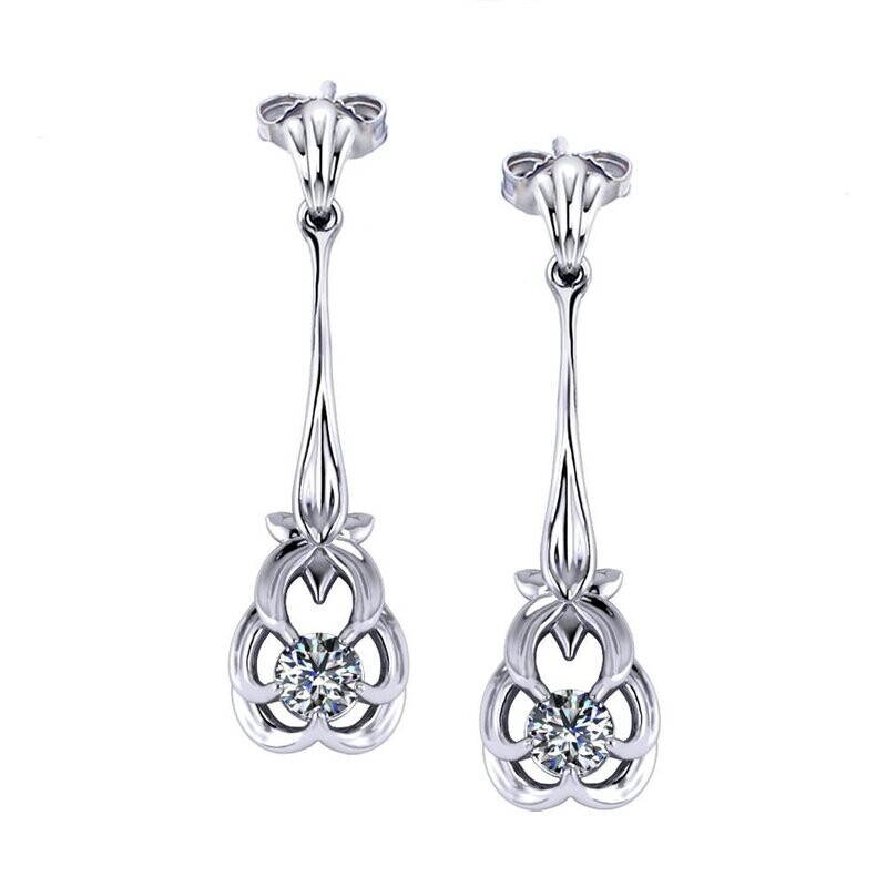 Personalized Floral Diamond Drop Earrings