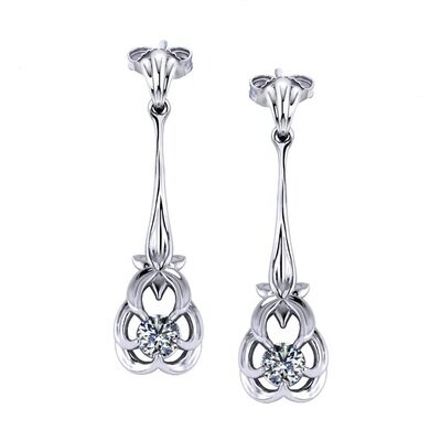 Personalized Floral Diamond Drop Earrings Personalized Floral Diamond Drop Earrings