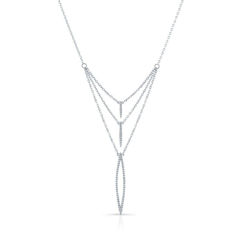 Personalized Diamond Pave Trio Icicles Layered Necklace