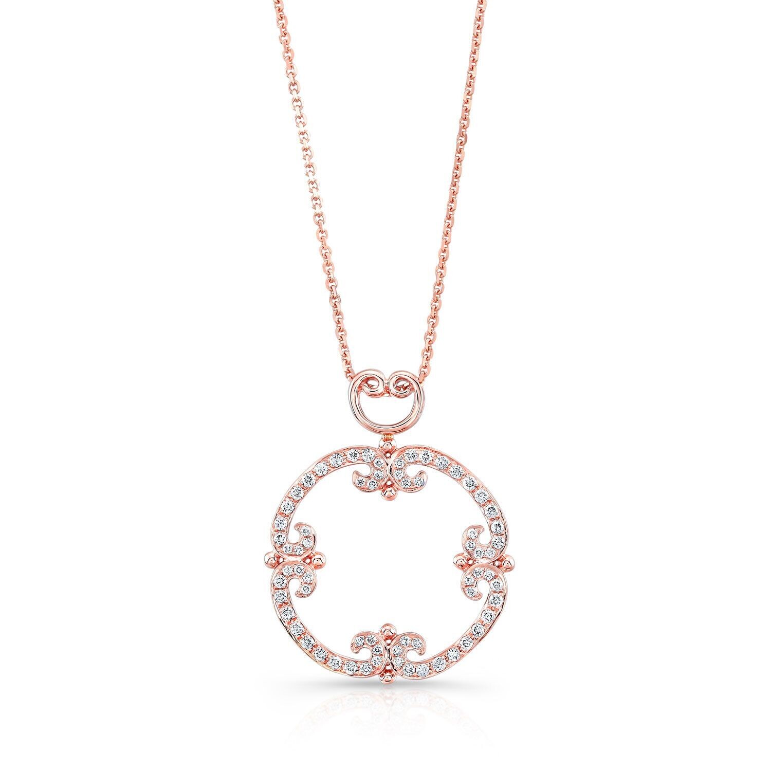 Personalized Diamond Pave Open Frame Curlicue Pendant