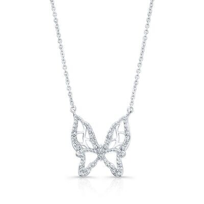 Personalized Diamond Floating Butterfly Necklace