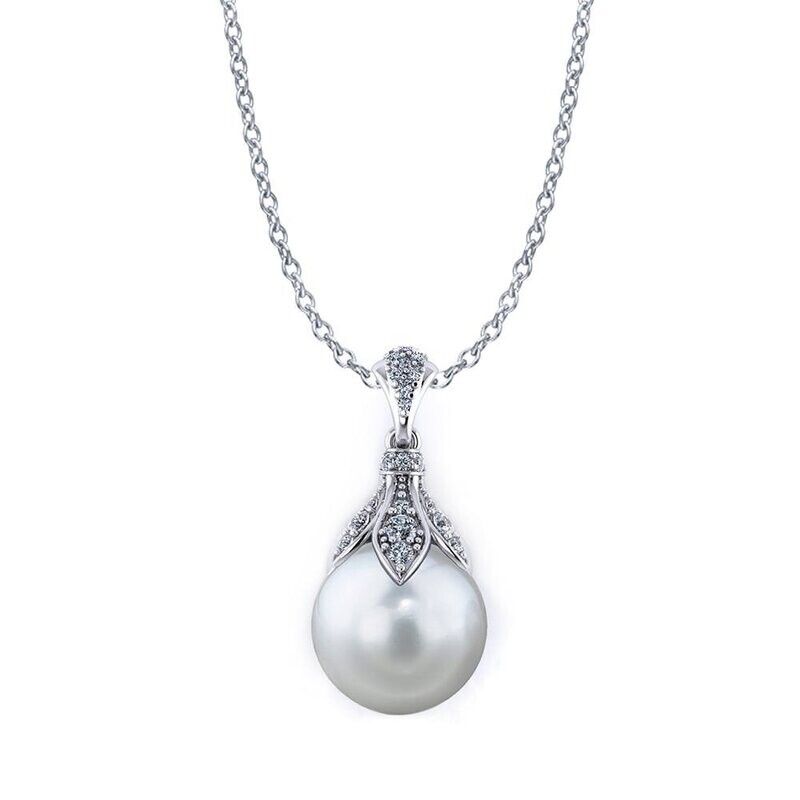 Personalized Diamond South Sea Pearl Necklace