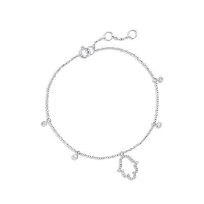 Personalized Diamond Dangle Hamza Chain Link Bracelet