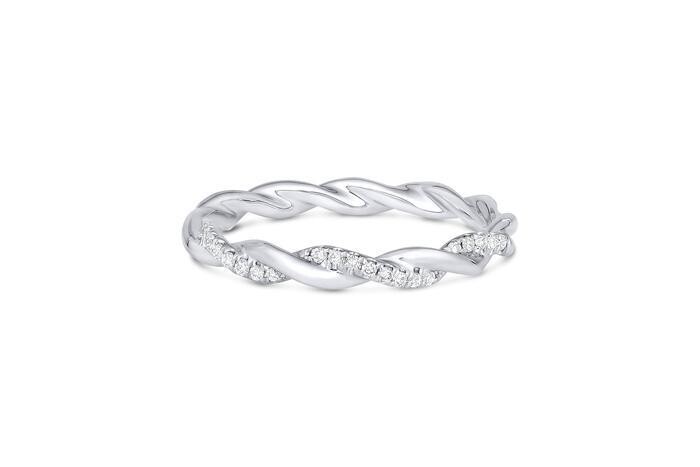Personalized Twisted Halfway Diamond Band