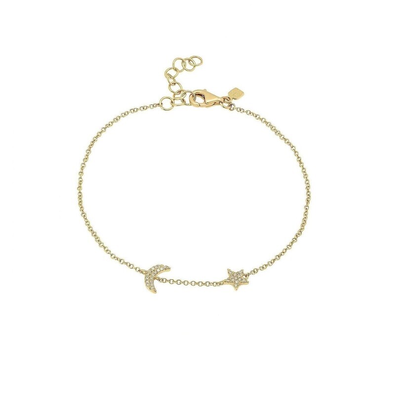Moon and Star Diamond Bracelet