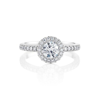 GIA Certified 0.5 ct Halo Diamond Ring