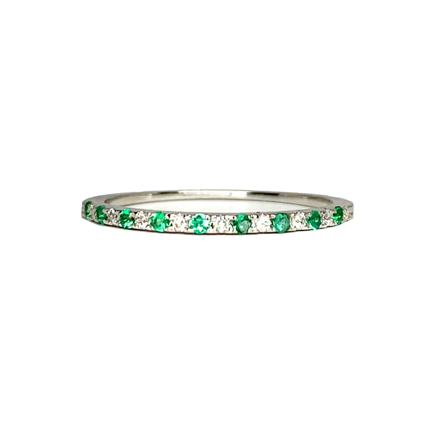 1.5 mm Diamond And Emerald Half Eternity Ring
