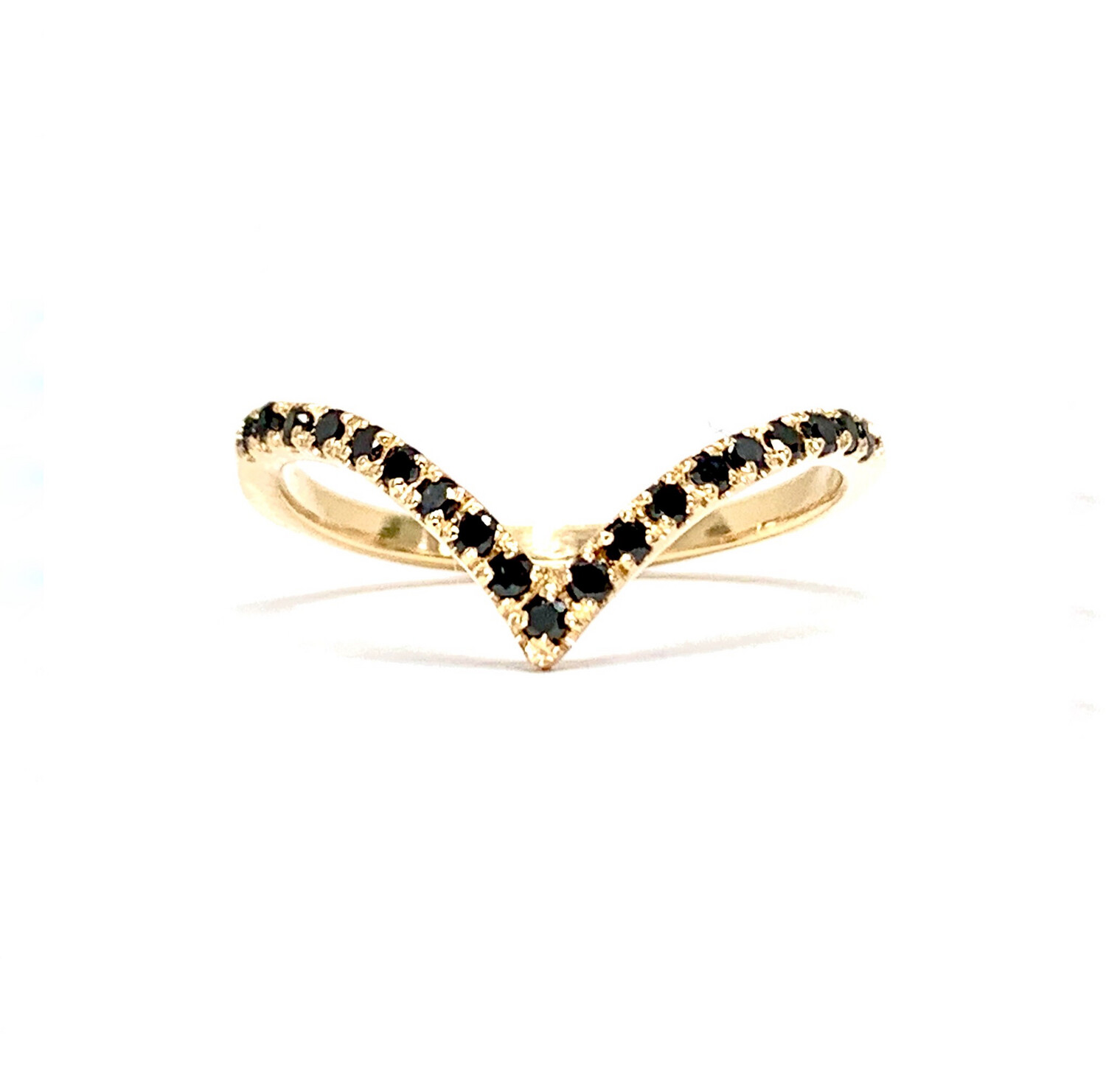 V Shaped Black Diamonds Half Eternity Ring