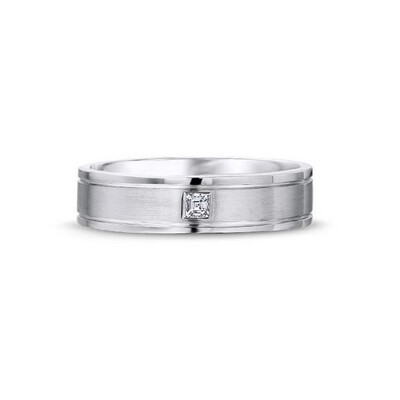 Princess Cut Diamond Flat Gold Band