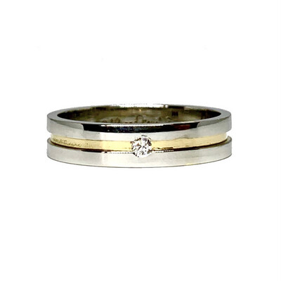 Yellow And White Gold Diamond Band