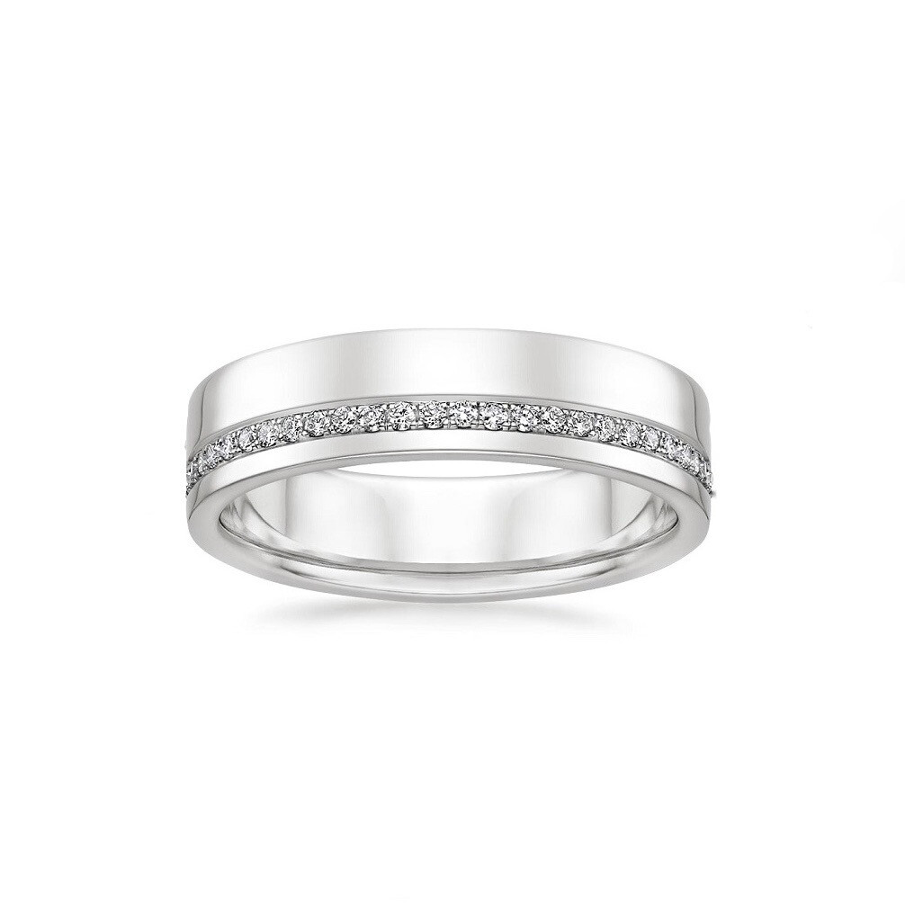 5 mm Flat Half Eternity Diamond Wedding Band
