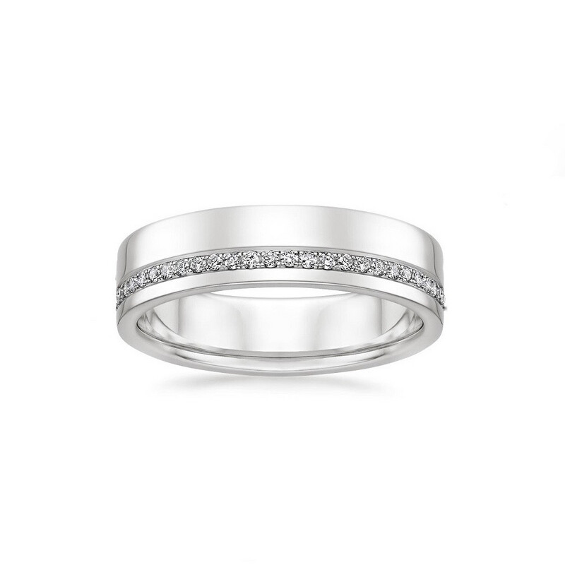 5 mm Flat Half Eternity Diamond Wedding Band