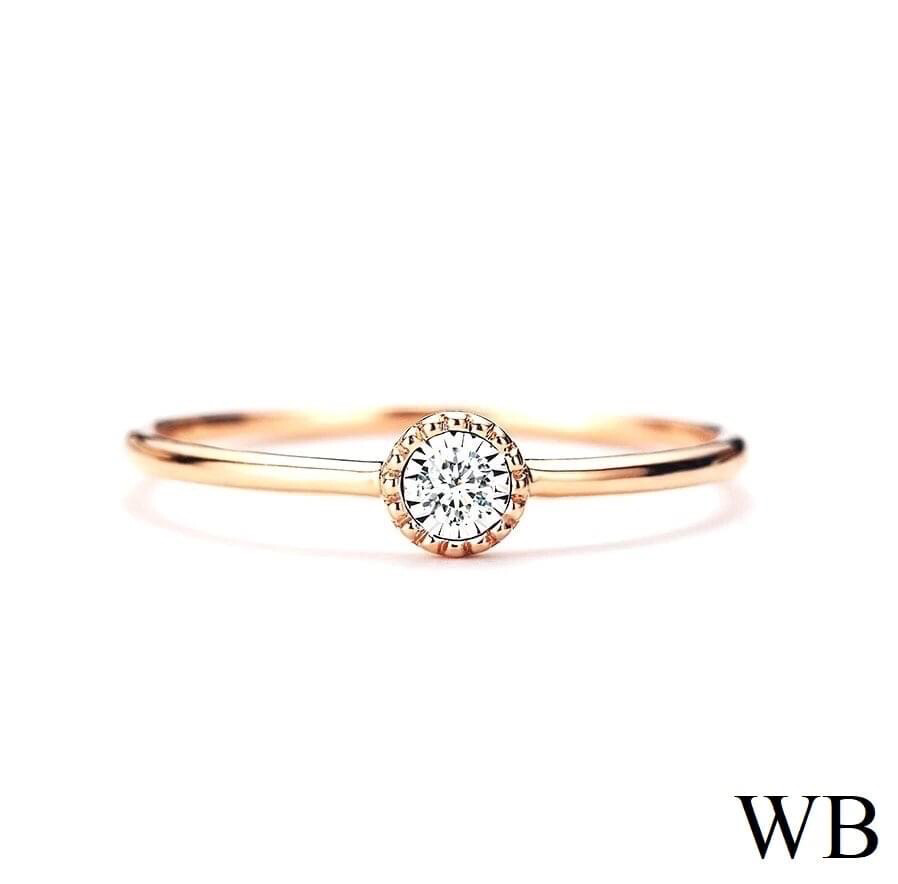 Small Bezel Set Milgrain Diamond Ring