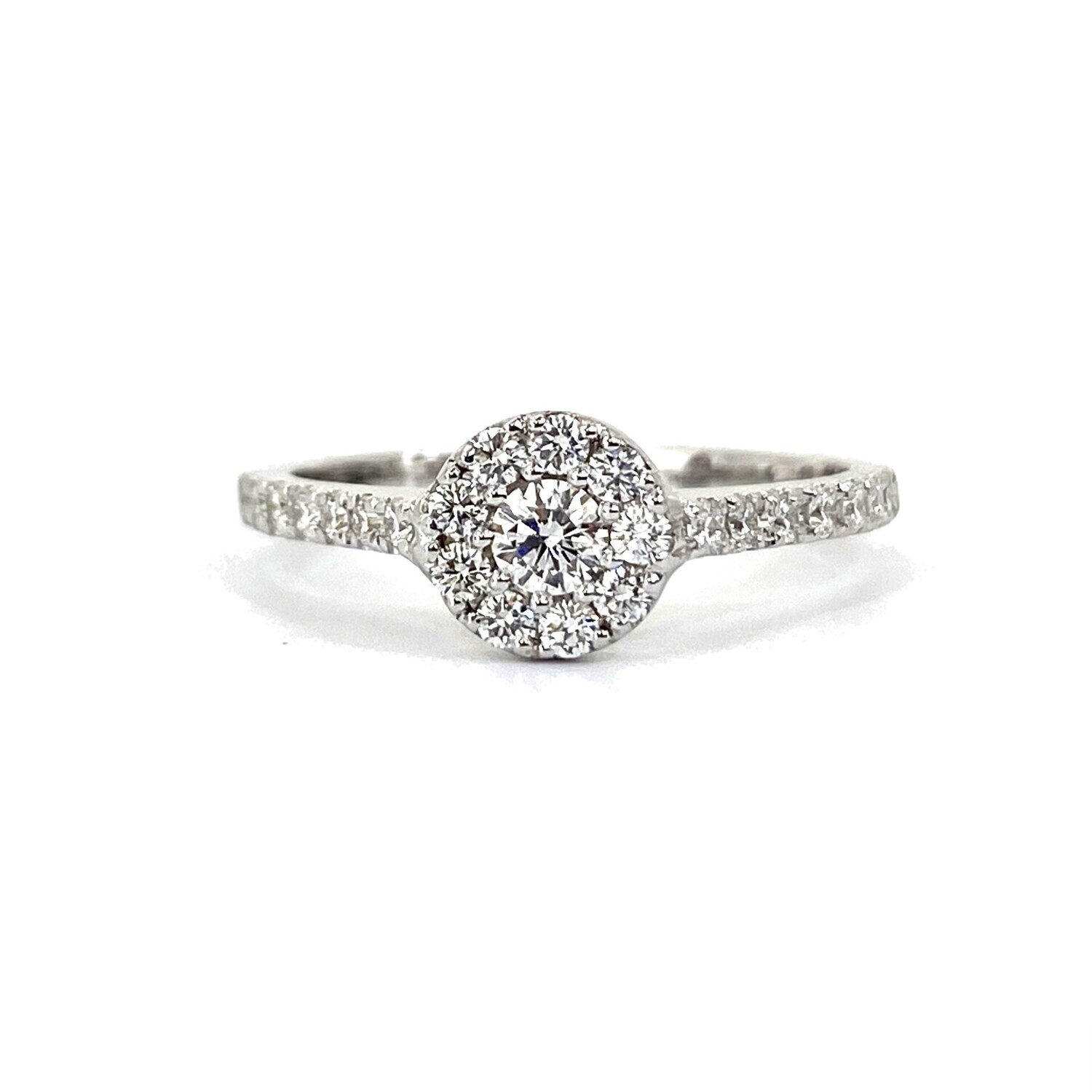 &quot;Angel&quot;, Small Full Halo Diamond Engagement Ring