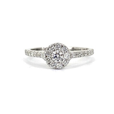 &quot;Angel&quot;, Small Full Halo Diamond Engagement Ring