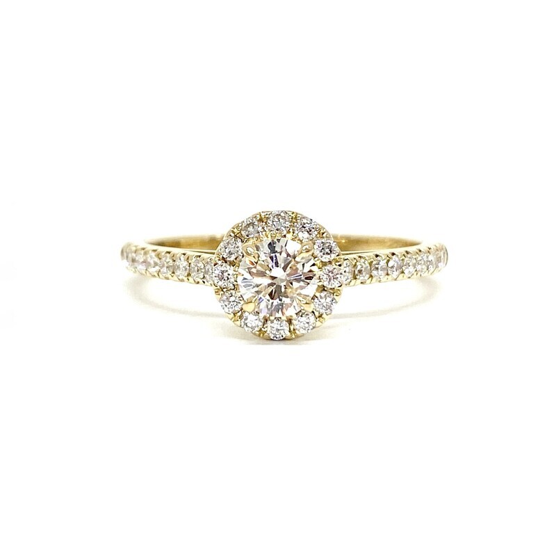 GIA certified 0.3 ct Full Halo Diamond Engagement Ring