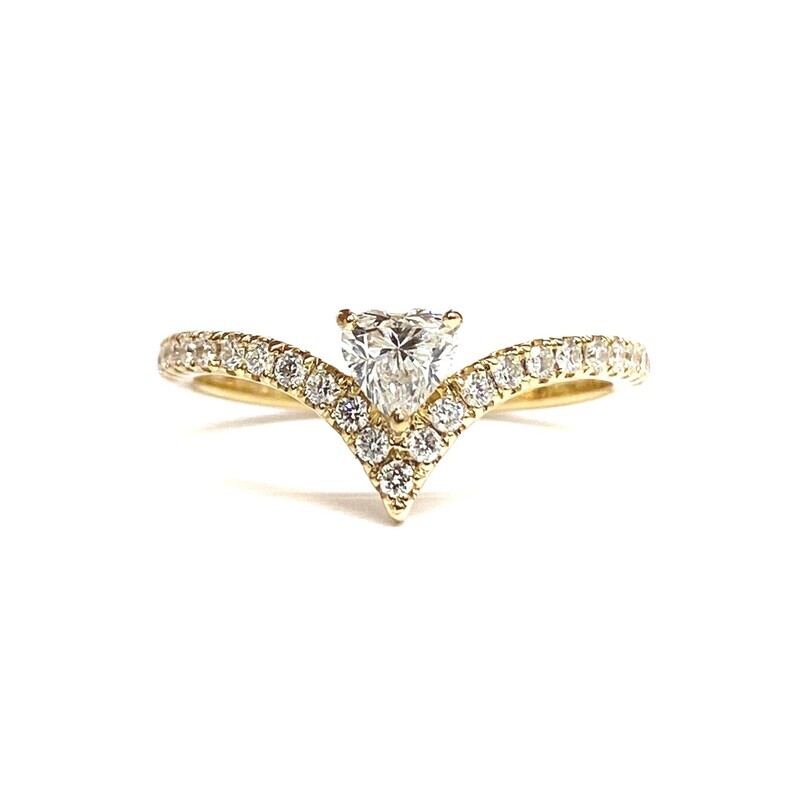 0.32 ct Heart, V Shaped, Diamond Engagement Ring