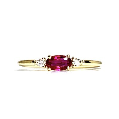 Oval 0.3 ct Ruby, Diamond Ring