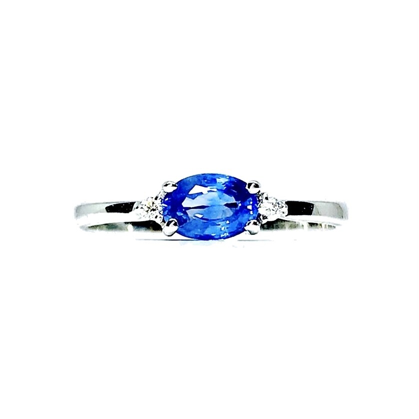 0.5 ct Oval Blue Sapphire, Diamond Ring